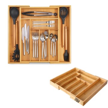 Expandable Bamboo Kitchen Drawer Organizer